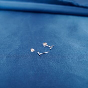 Small Dainty Minimalistic Silver Lightning Bolt Studs, 4 of 8
