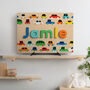 Personalised Vroom Vroom Wooden Name Puzzle Plus, thumbnail 1 of 5