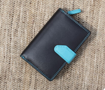 Black Multi Colour Leather Purse Wallet Rfid, 3 of 11