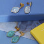 Gemstone Drop Earrings With Hammered Stud, thumbnail 2 of 8