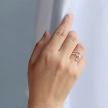 Sterling Silver Ball Detail Adjustable Ring, 3 of 5