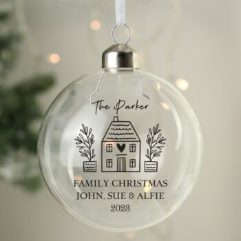Personalised First Home Christmas Glass Bauble, 2 of 3