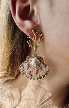 Boroque Pearl Real Shell Statement Earrings, 3 of 5