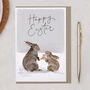 Cute Bunny Rabbits, Happy Easter Card, thumbnail 1 of 2