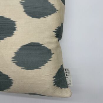 Ikat Silk Cushion Pale Blue Paint Brush, 3 of 10