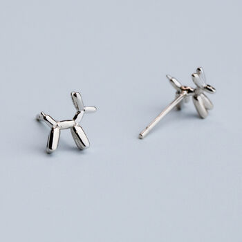 Sterling Silver Balloon Dog Stud Earrings, 2 of 4