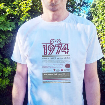 Personalised 50th Birthday Gift 1974 T Shirt, 5 of 11