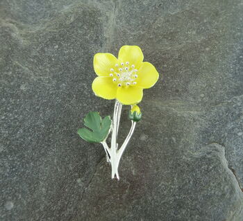 Buttercup Yellow Flower Brooch, 4 of 6