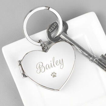 Personalised Paw Print Heart Photo Frame Keyring, 2 of 4