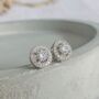 Sterling Silver Cz Halo Earrings, thumbnail 2 of 5