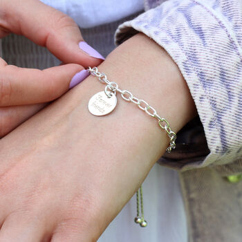 Personalised Sterling Silver Charm Slider Bracelet, 2 of 7