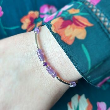 Amethyst Hammered Silver Bracelet, 2 of 5