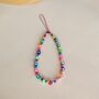 Multi Coloured Beaded Phone Charm With Heart Details, thumbnail 1 of 3