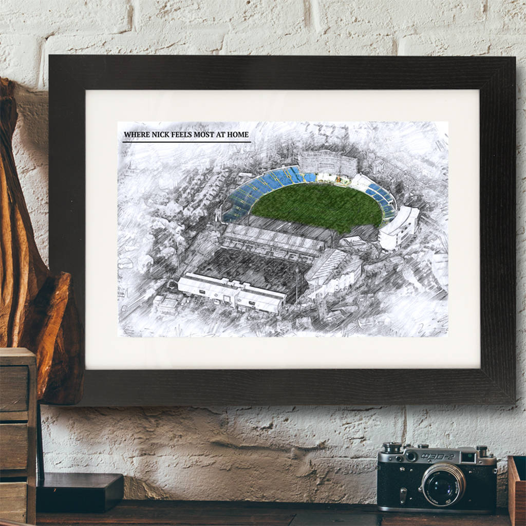 Father’s Day Illustrated Cricket Ground Framed Print, 1 of 3