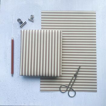 Stripe Mocha Paper Fibre 42cm X 29.Seven Size Wrapping Paper Sheet, 3 of 5