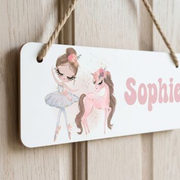 Personalised Ballerina And Pony Door Sign, Kids Bedroom Decor, 2 of 2