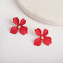 Red Hand Painted Flower Shaped Stud Earrings, thumbnail 1 of 3
