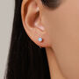 Blue Opal 4mm Open Huggie Hoop Earrings In Sterling Silver, thumbnail 1 of 12