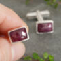 6ct Ruby Cufflinks In Sterling Silver, thumbnail 3 of 3