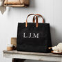 Monogram Market Tote In Black Jute, thumbnail 2 of 2