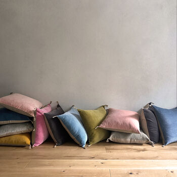 The Velvet And Linen Cushion Pale Pink, 5 of 7