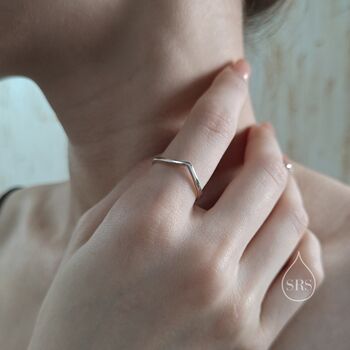 Minimalist V Ring In Sterling Silver, 6 of 10