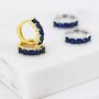 Minimalist Sapphire Blue Cz Huggie Hoop Earrings, thumbnail 1 of 11