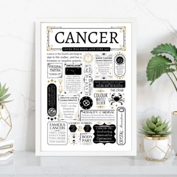 Personalised Cancer Zodiac Birthday Print, 7 of 8