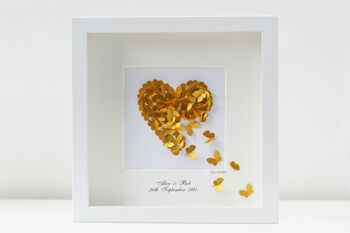 Framed Golden Wedding Anniversary Butterfly Heart, 2 of 8