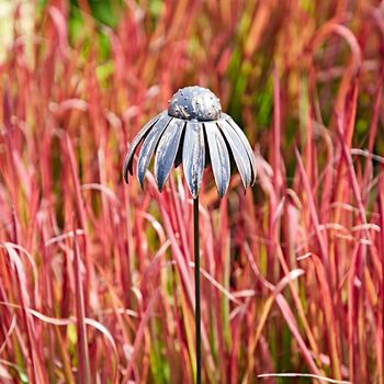 Recycled Metal Echinacea Flower Garden Stake Decoration, 3 of 4