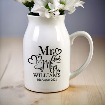 Personalised Mr And Mrs Ceramic Flower Jug, 3 of 4