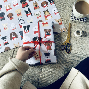 Snowy Christmas Dog Wrapping Paper, 3 of 4