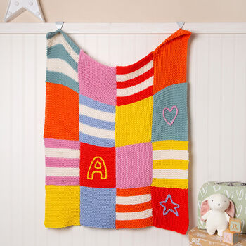 Toddler Bright Blanket Easy Knitting Kit, 2 of 7