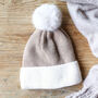 Embroidered Initials Soft Knit Pom Pom Beanie Hat, thumbnail 2 of 2