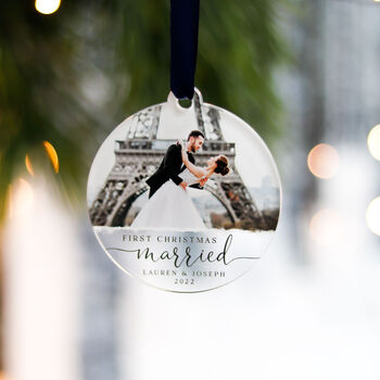 Personalised First Christmas Married Photo Decoration, 6 of 6