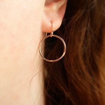 Hammered Rose Filled Gold Circle Earrings, 2 of 4