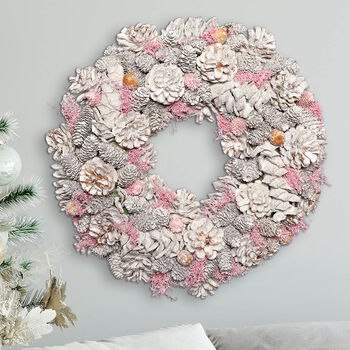 Heather Pink Pine Cone Christmas Garland, 6 of 6