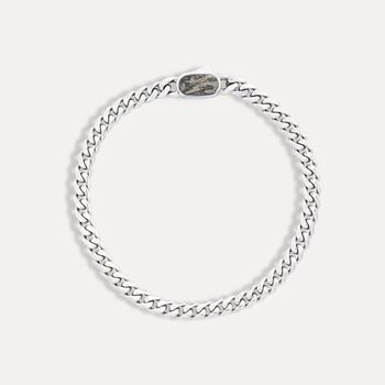 Silver Moss Agate Gemstone Cuban Bracelet For Men, 2 of 12
