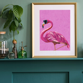 Pink Flamingo Magenta Gold Wall Art Print, 2 of 5