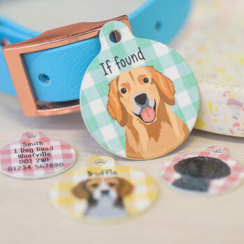 Dog Name ID Tag Personalised Spring Gingham, 11 of 12