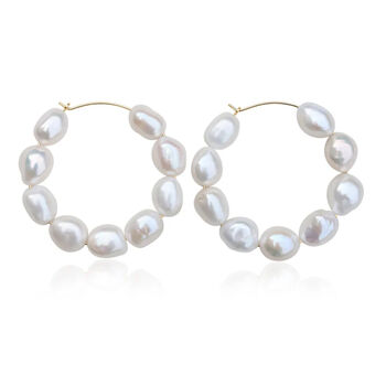 Arabella Bridal Baroque Pearl Hoop Earrings, 3 of 3