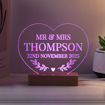 Personalised Wedding Heart LED Light Gift, 5 of 10