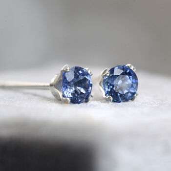 Blue Sapphire Stud Earrings In Silver Or Gold, 8 of 12