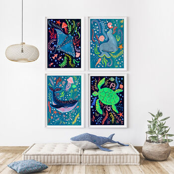 Whale Nursery Art Print, 9 of 12