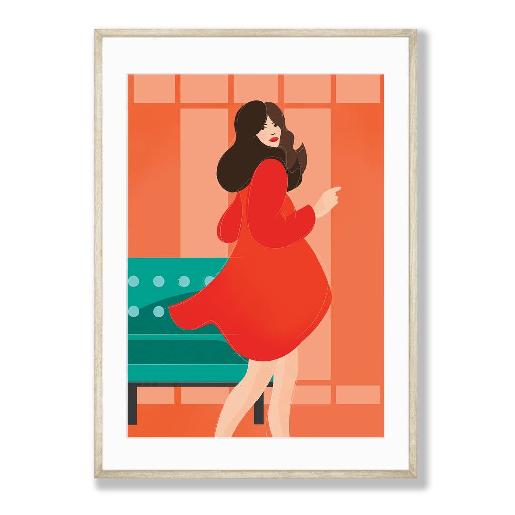 Woman In Red Illustrated Art Print By Kuiper Design ...