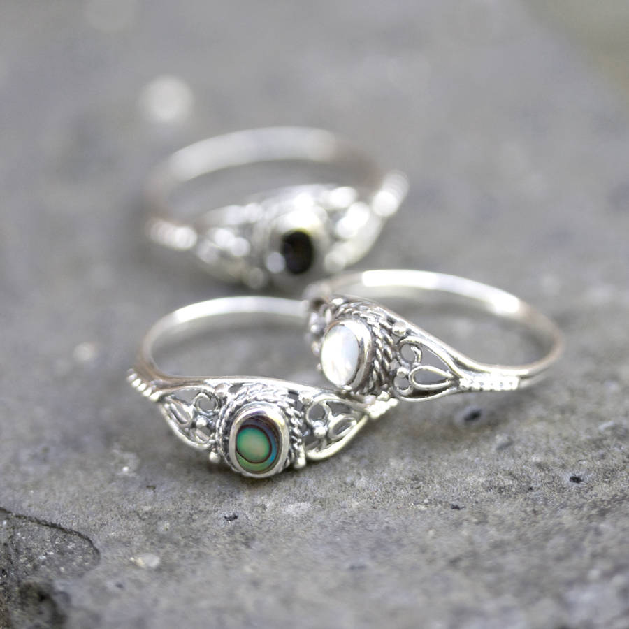 vintage silver stone rings