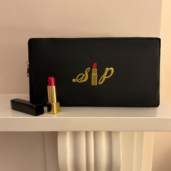 Personalised Lipstick Embroidered Monogrammed Bag, 2 of 8