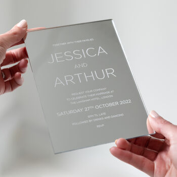 Elegant Acrylic Mirror Silver Wedding Invitations, 2 of 6