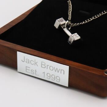 Personalised Silver Coloured Dumbbell Pendant Necklace, 2 of 6