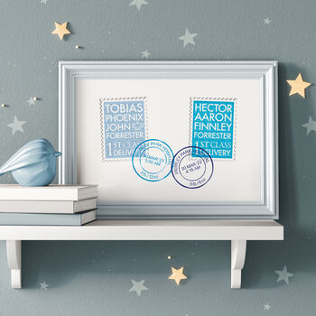 Personalised New Baby Twins Gift And Christening Print, 6 of 7